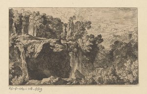 Arkadische Landschaft mit Wasserfall
