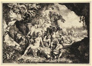Badende Nymphen in einer Felshöhle von Christian Wilhelm Ernst Dietrich