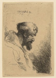Brustbild eines Franziskaners mit gesenktem Haupt, im Profil nach rechts von Christian Wilhelm Ernst Dietrich