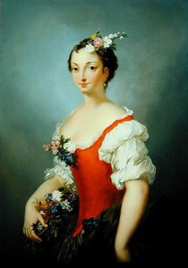 Porträt einer Dame mit Blumen