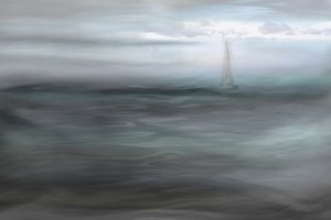Nebliges Ozeansegelboot von Christina Sillen