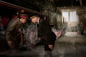 Vintage Dampflok Inspektion von Christine von Diepenbroek