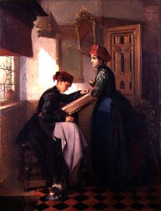 Hindeloopen-Mädchen in einem Innenraum von Christoffel Bisschop