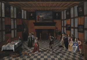 Tanzparty in einem Innenraum von Christoffel Jacobsz. van der Laemen