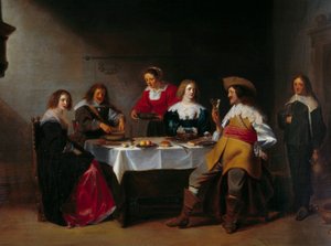 Detail von Company meal von Christoffel Jacobsz van der Lamen