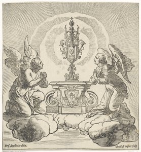 Zwei Engel beten die Hostie an von Christoffel Jegher