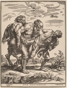 Silen begleitet von einem Satyr und einem Faun von Christoffel Jegher after Sir Peter Paul Rubens