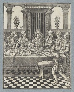Festmahl von Wasti, der Frau von Ahasveros von Christoffel van Sichem (II)