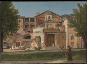 Ein Abschnitt der Via Sacra, Rom (Die Kirche der Heiligen Cosmas und Damian) von Christoffer Wilhelm Eckersberg