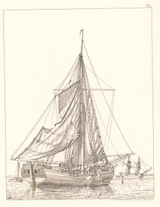 Dänisch: En dansk jagt som tørrer sejl i stille vejr von Christoffer Wilhelm Eckersberg