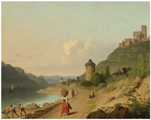 Figuren auf einem Weg am Rhein von Christoffer Wilhelm Eckersberg