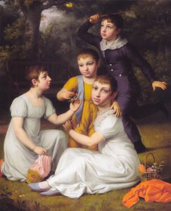 Porträt der vier ältesten Kinder von Johannes Søbøtker in Hummeltofte von Christoffer Wilhelm Eckersberg