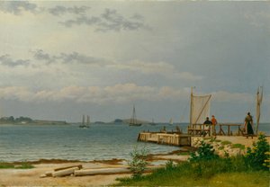 Blick auf Koster vom Steg in Kallehave von Christoffer Wilhelm Eckersberg