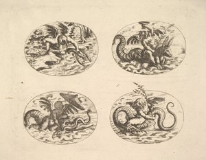 Putti mit Seeungeheuern, Platten aus dem Neue Grotessken Buch, 1610