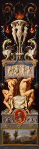 Studie für eine Komposition mit Ignudi und Grotesken und einer Allegorie der Skulptur