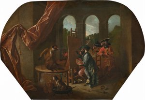 Singerie: Der Maler, um 1739