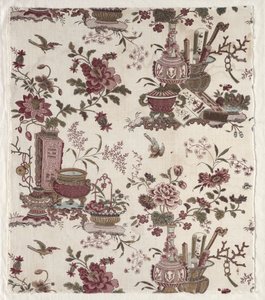 Fragment eines Holzschnitt bedruckten Baumwollstoffs, ca. 1780 von Christophe Philippe Oberkampf