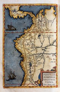 Karte von Peru, aus den Aufzeichnungen der Expedition von Hernando de Soto 1570
