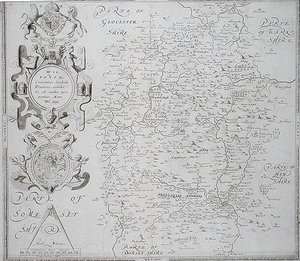 Karte von Wiltshire, gestochen von William Web, veröffentlicht 1645 von Christopher (after) Saxton