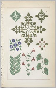Die Kunst des dekorativen Designs: mit einem Anhang, der die Stunden des Tages angibt, zu denen Blumen öffnen, veröffentlicht von Day & Son, London, 1862