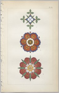 Die Kunst des dekorativen Designs: mit einem Anhang, der die Stunden des Tages angibt, zu denen Blumen öffnen, veröffentlicht von Day & Son, London, 1862 von Christopher Dresser