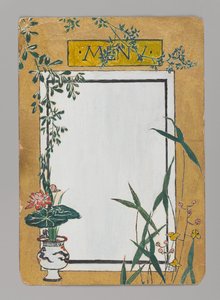 Menükarte mit Bambus und Blumen, ca. 1880