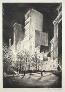 Drei Uhr morgens: Eine Ecke bei der Madison Avenue (auch bekannt als 2 Uhr morgens New York und Metropolis) von Christopher Richard Wynne Nevinson