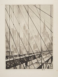 Durch die Brooklyn Bridge schauen, veröffentlicht 1921 von Christopher Richard Wynne Nevinson