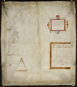 Karte der Bayford- und Goodmanston-Güter in Murston und Sittingbourne, Kent: 1590