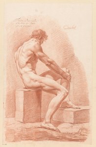 Sitzender männlicher Akt, seitlich gesehen (3. Preis 1790) von Chrétien Dubois