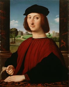 Porträt eines jungen Mannes in Rot von Circle of Raphael