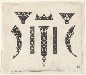 Schwarzarbeit-Druck mit acht Motiven, ca. 1620