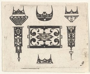 Schwarzarbeit-Druck mit neun Motiven (ca. 1620)