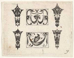 Schwarzarbeit-Druck mit zwei horizontalen Tafeln und vier Fassungen, ca. 1620