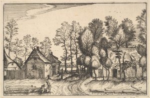 Landschaft mit gefällten Bäumen, Platte 17 aus Regiunculae et Villae Aliquot Ducatus Brabantiae, ca. 1610 von Claes Jansz Visscher