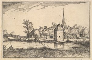 Teich und ein Dorf, Tafel 15 aus Regiunculae et Villae Aliquot Ducatus Brabantiae von Claes Jansz Visscher
