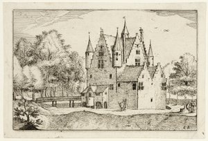 Ein Schloss, Tafel 22 nach Bilder von Bauernhöfen, Landhäusern und rustikalen Dörfern (Praediorum villarum et rusticarum casularum icones) von Claes Jansz. Visscher II