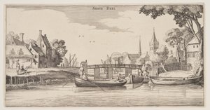 Landungssteg in einem Dorf, aus Landschaften (Playsante Lantschappen) von Claes Jansz. Visscher II