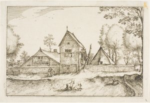 Großer ummauerter Bauernhof, Platte 23 nach Bilder von Bauernhöfen, Landhäusern und rustikalen Dörfern (Praediorum villarum et rusticarum casularum icones)