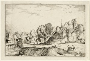 Straße in ein Dorf, Tafel neunzehn nach Bilder von Bauernhöfen, Landhäusern und rustikalen Dörfern (Praediorum villarum et rusticarum casularum icones) von Claes Jansz. Visscher II