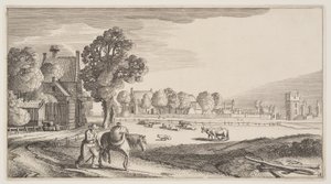 Straßen entlang einer Weide, aus Landschaften (Playsante Lantschappen) von Claes Jansz. Visscher II