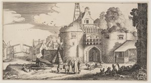 Stadttor, aus Landschaften (Playsante Lantschappen) von Claes Jansz. Visscher II