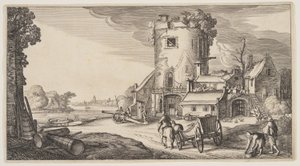 Wachturm an einem Fluss, aus Landschaften (Playsante Lantschappen) von Claes Jansz. Visscher II