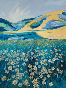 Goldene Hügel Gänseblümchenfeld von Claire Whitehead