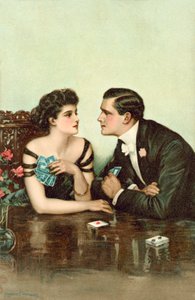 Paar spielt Karten von Clarence F. Underwood