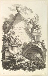 Frontispiz für das Grab von Boyle, Locke und Sydenham, ca. 1736