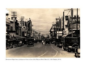 Flagler Street, Blick nach Westen vor dem Halcyon Hotel, 27. März 1920