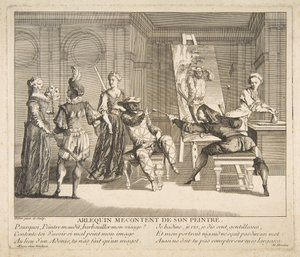 Arlequin Mecontent de Son Peintre, n.d. Schöpfer: Claude Gillot, Jacques Gabriel Huquier
