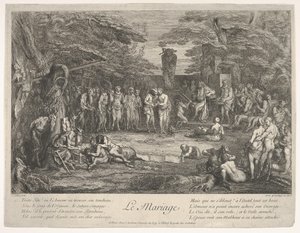 Die Hochzeit: In einem Wald heiratet ein alter Satyr die Verlobte (ca. 1700-1720)