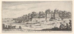 Ansicht des Tores der Residenz der Königinmutter, aus der Serie Ansichten und neue..., ca. 1644 von Claude Goyrand